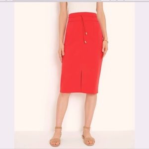 NWT Ann Taylor Knotted Tie Waist Pencil Skirt Red Size 6 Petite